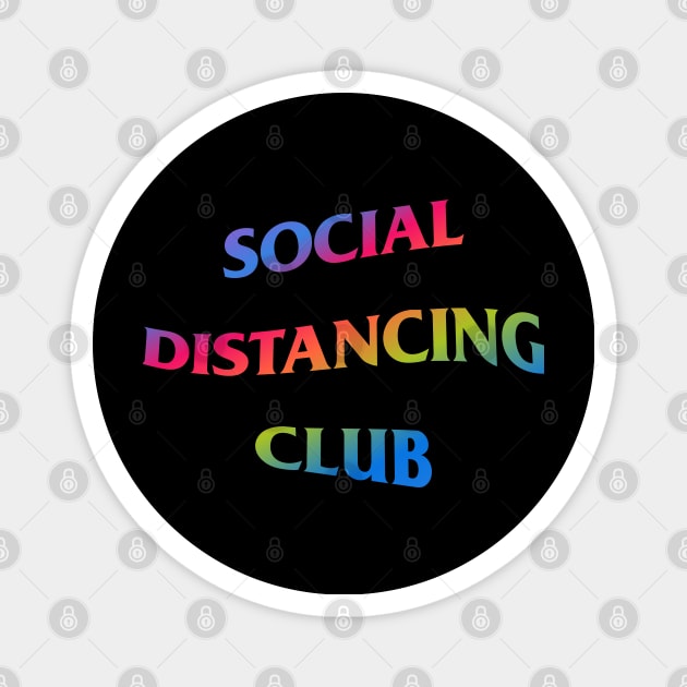 Social Distancing Club Rainbow Wavy Text Magnet by Vizzzual